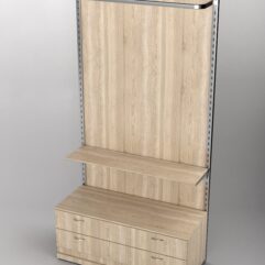 Пристенная торговая система Bazic №5 с задней стенкой и тумбой T-12 (1200мм), Дуб Сонома