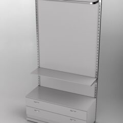 Пристенная торговая система Bazic №5 с задней стенкой и тумбой T-12 (1200мм), Серый