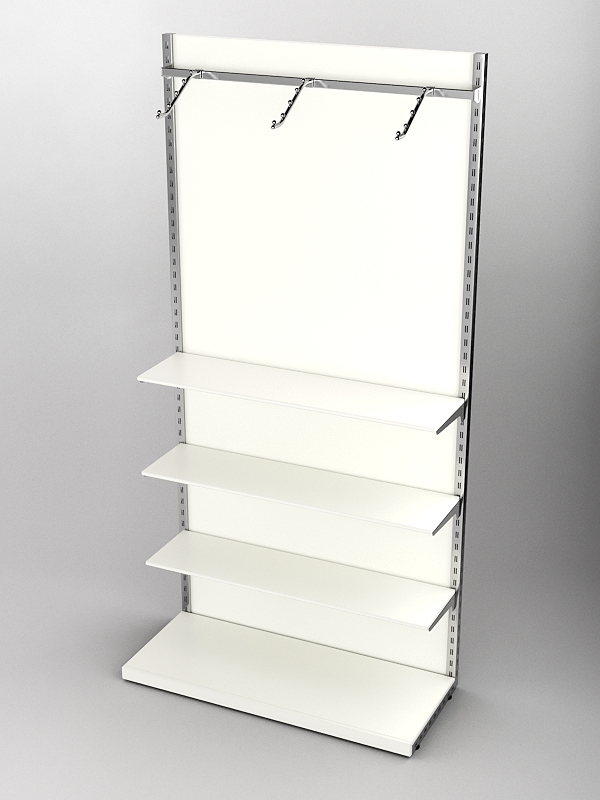 Пристенная торговая система Bazic №4 с задней стенкой (1200мм), Белый