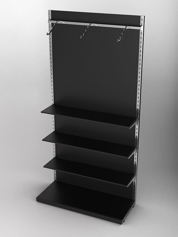 Пристенная торговая система Bazic №4 с задней стенкой (1200мм), Черный