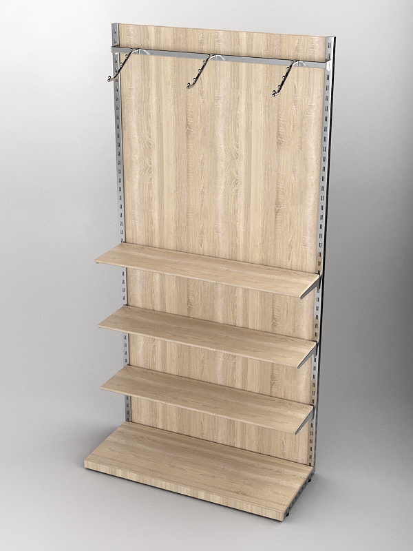 Пристенная торговая система Bazic №4 с задней стенкой (1200мм), Дуб Сонома