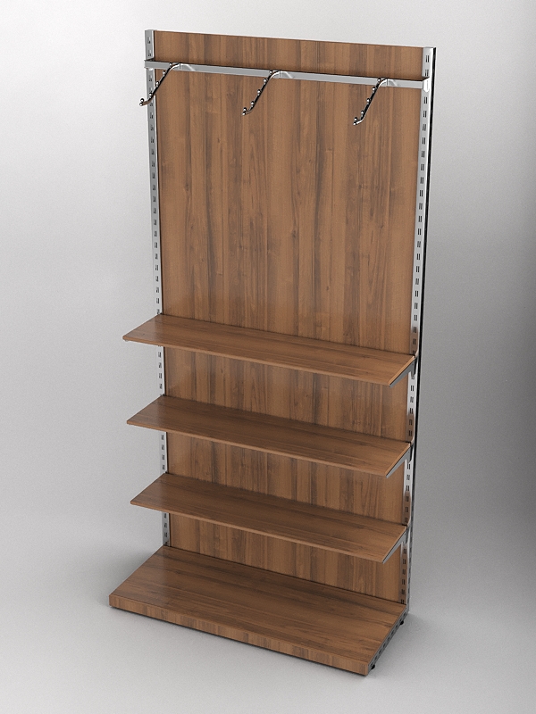 Пристенная торговая система Bazic №4 с задней стенкой (1200мм), Орех