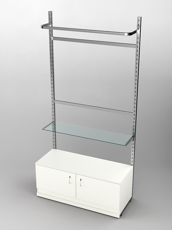 Пристенная торговая система Bazic №7 без задней стенки с тумбой T-21 (1200мм), Белый