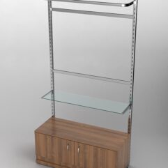 Пристенная торговая система Bazic №7 без задней стенки с тумбой T-21 (1200мм), Орех