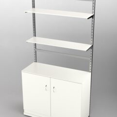 Пристенная торговая система Bazic №8 без задней стенки с тумбой T-23 (1200мм), Белый