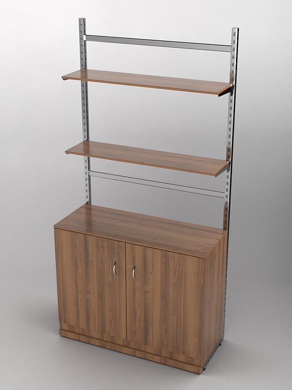 Пристенная торговая система Bazic №8 без задней стенки с тумбой T-23 (1200мм), Орех