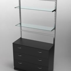 Пристенная торговая система Bazic №9 без задней стенки с тумбой T-13 (1200мм), Черный