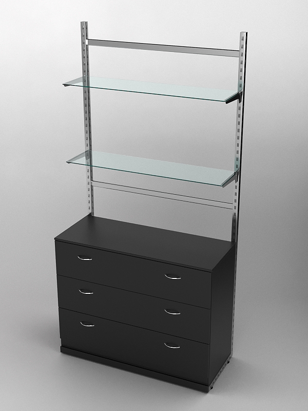 Пристенная торговая система Bazic №9 без задней стенки с тумбой T-13 (1200мм), Черный