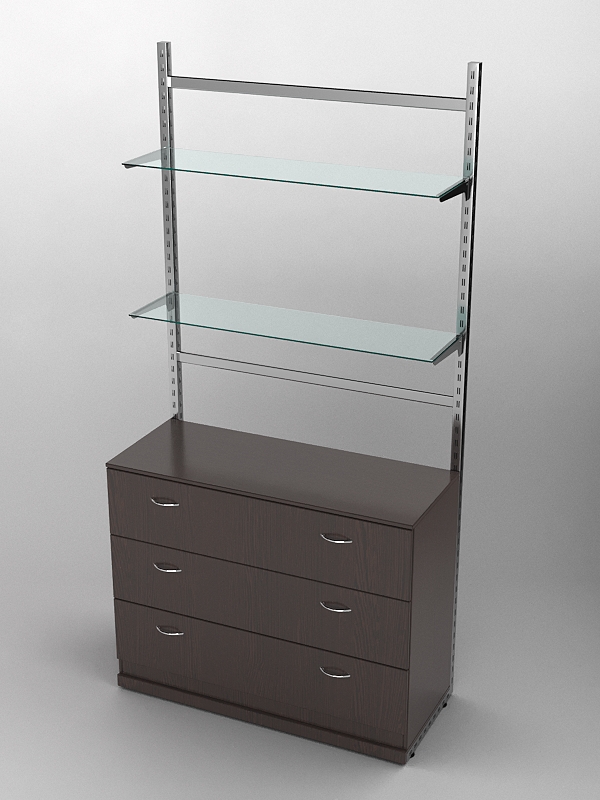 Пристенная торговая система Bazic №9 без задней стенки с тумбой T-13 (1200мм), Дуб Венге