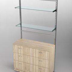 Пристенная торговая система Bazic №9 без задней стенки с тумбой T-13 (1200мм), Дуб Сонома