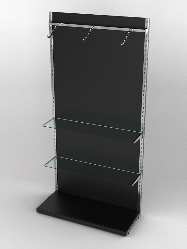 Пристенная торговая система Bazic №6 с задней стенкой (1200мм), Черный