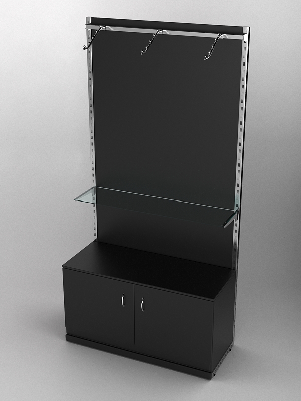 Пристенная торговая система Bazic №6 с задней стенкой и тумбой T-22 (1200мм), Черный