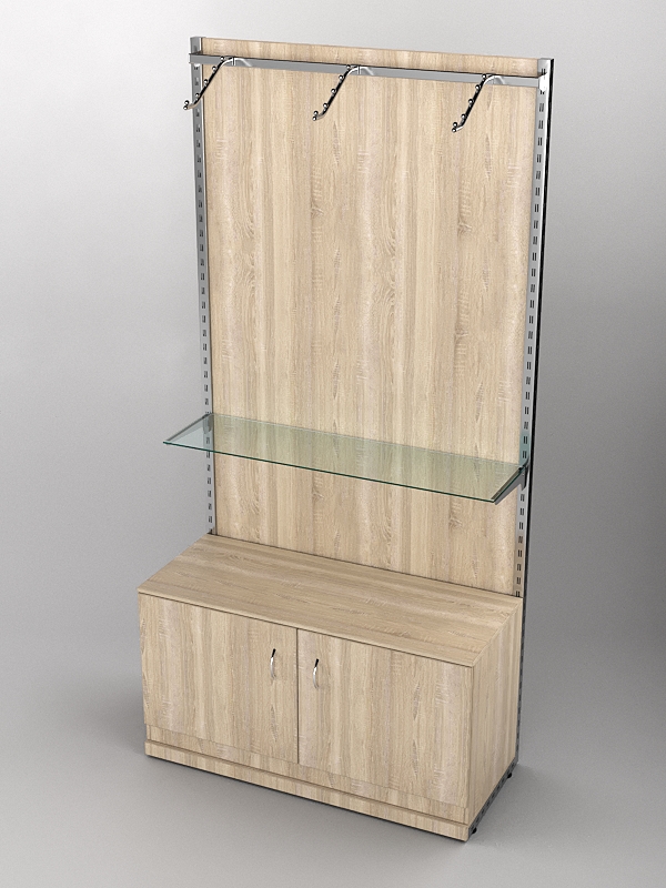 Пристенная торговая система Bazic №6 с задней стенкой и тумбой T-22 (1200мм), Дуб Сонома