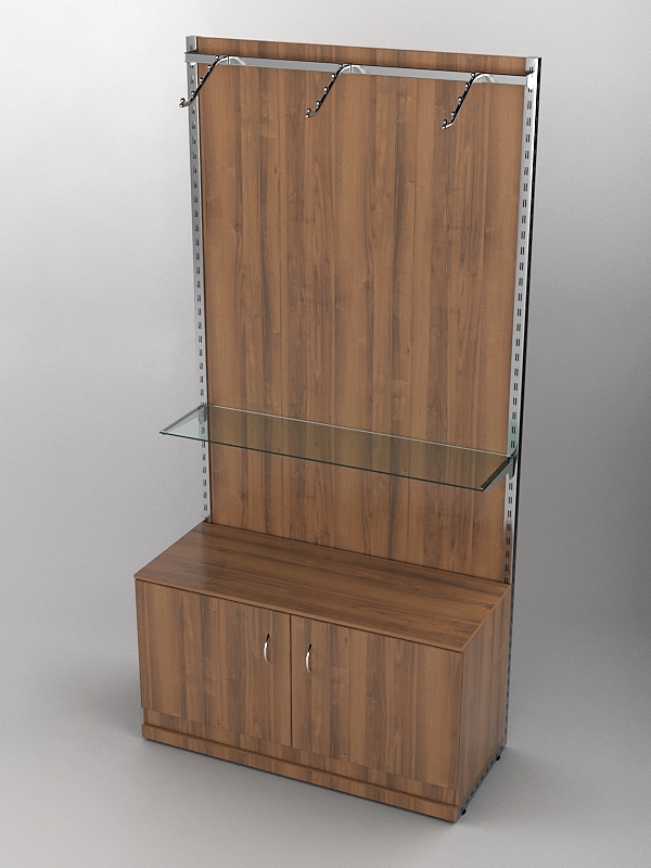 Пристенная торговая система Bazic №6 с задней стенкой и тумбой T-22 (1200мм), Орех