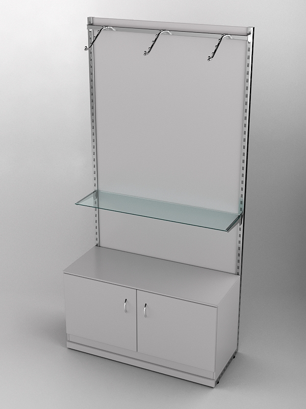 Пристенная торговая система Bazic №6 с задней стенкой и тумбой T-22 (1200мм), Серый