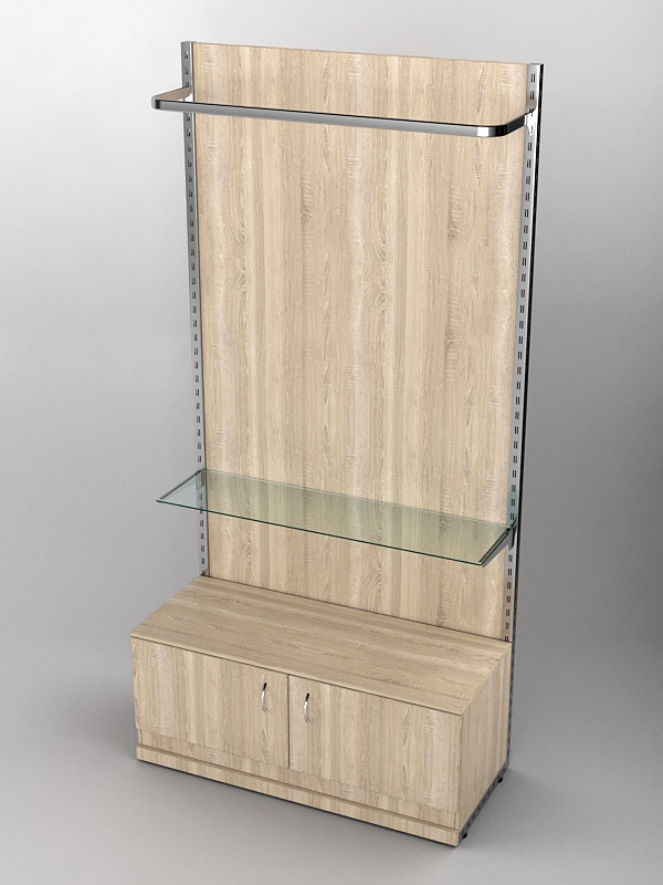 Пристенная торговая система Bazic №7 с задней стенкой и тумбой T-21 (1200мм), Дуб Сонома