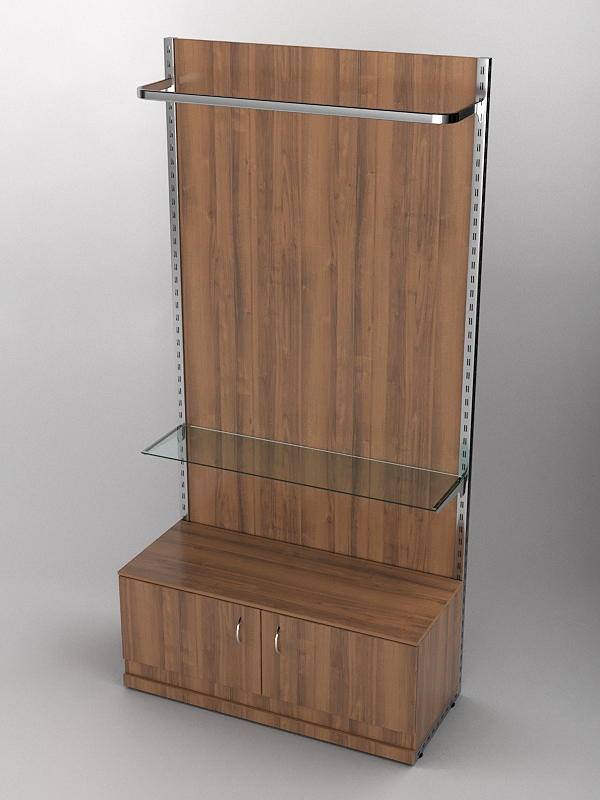 Пристенная торговая система Bazic №7 с задней стенкой и тумбой T-21 (1200мм), Орех