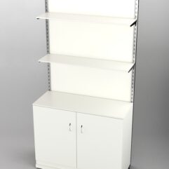 Пристенная торговая система Bazic №8 с задней стенкой и тумбой T-23 (1200мм), Белый