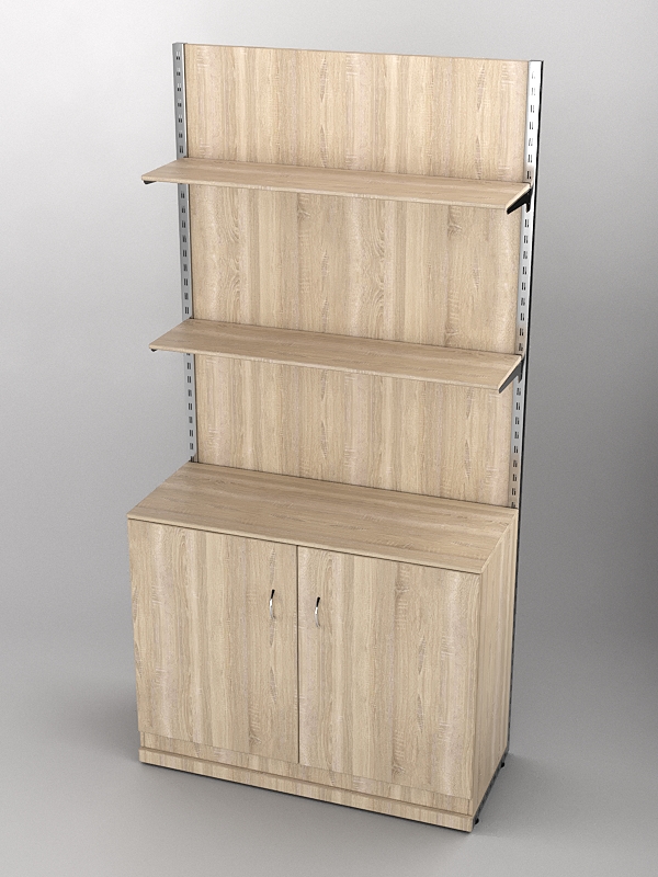 Пристенная торговая система Bazic №8 с задней стенкой и тумбой T-23 (1200мм), Дуб Сонома