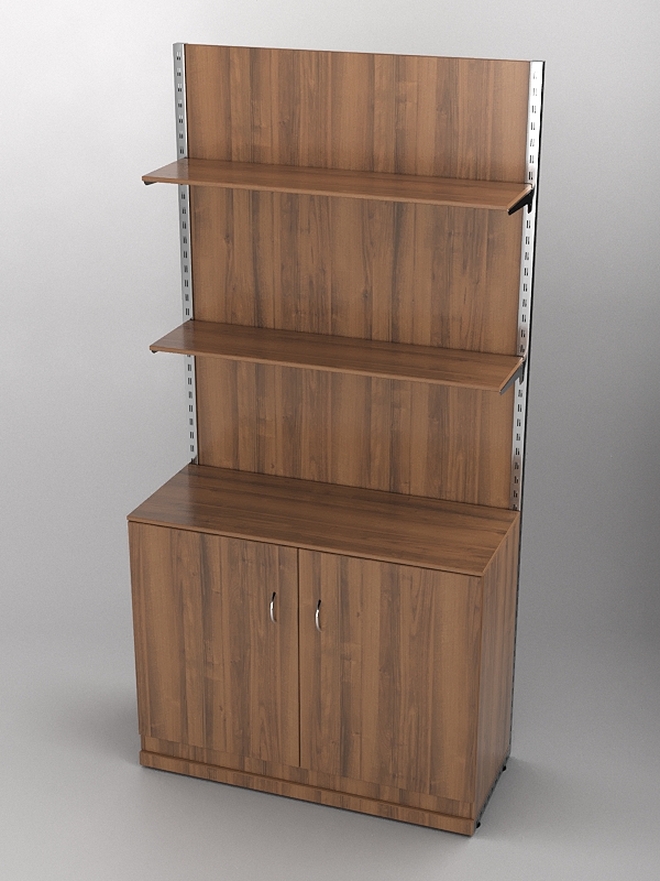 Пристенная торговая система Bazic №8 с задней стенкой и тумбой T-23 (1200мм), Орех