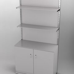 Пристенная торговая система Bazic №8 с задней стенкой и тумбой T-23 (1200мм), Серый