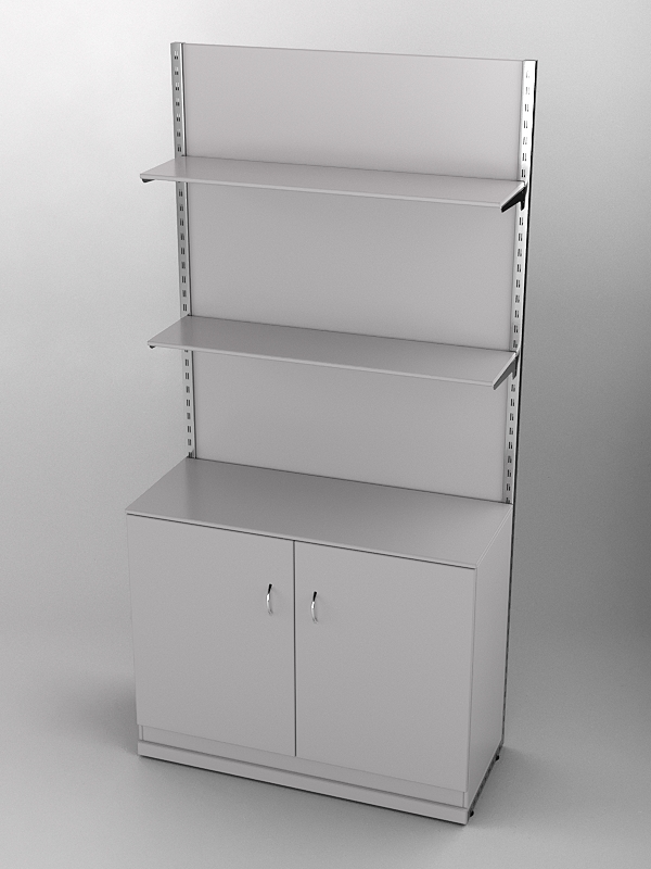 Пристенная торговая система Bazic №8 с задней стенкой и тумбой T-23 (1200мм), Серый