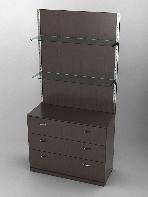 Пристенная торговая система Bazic №9 с задней стенкой и тумбой T-13 (1200мм), Дуб Венге