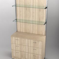 Пристенная торговая система Bazic №9 с задней стенкой и тумбой T-13 (1200мм), Дуб Сонома