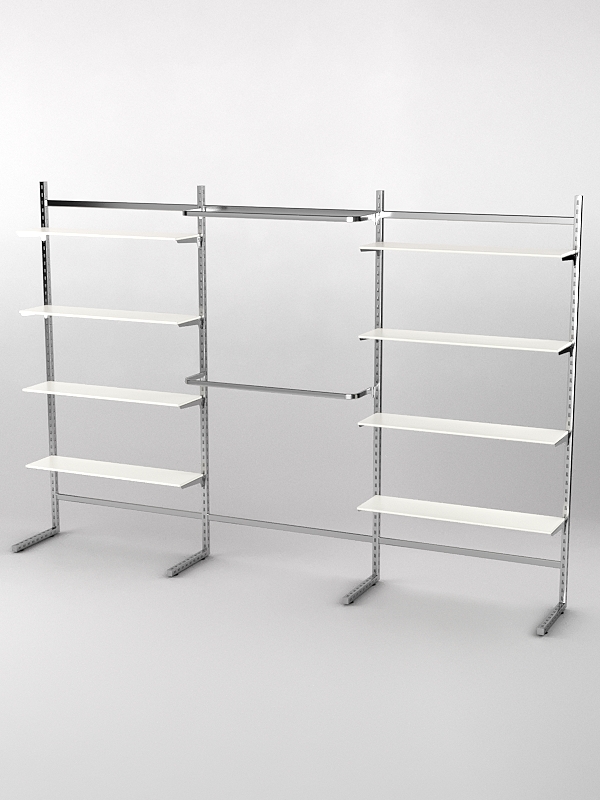 Пристенная торговая система Bazic №5 без задней стенки (3600мм), Белый