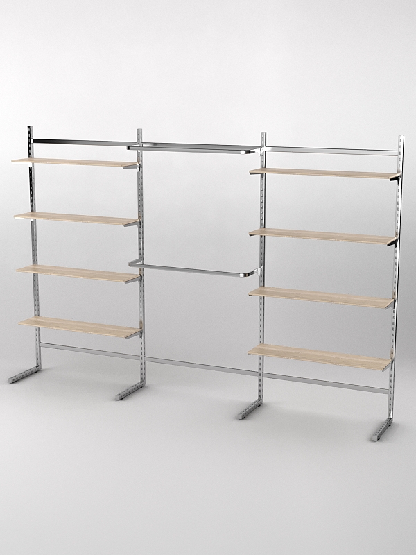 Пристенная торговая система Bazic №5 без задней стенки (3600мм), Дуб Сонома