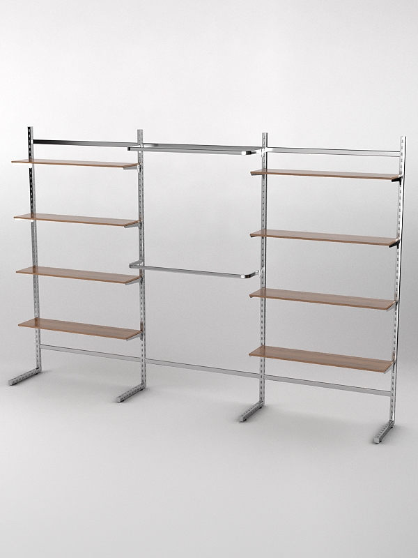 Пристенная торговая система Bazic №5 без задней стенки (3600мм), Орех