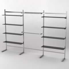 Пристенная торговая система Bazic №5 без задней стенки (3600мм), Черный