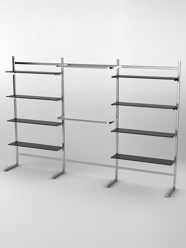 Пристенная торговая система Bazic №5 без задней стенки (3600мм), Черный