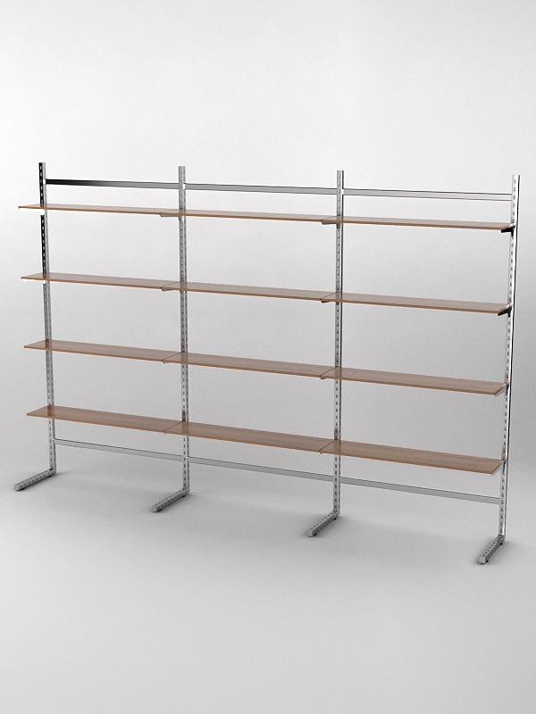 Пристенная торговая система Bazic №7 без задней стенки (3600мм), Орех