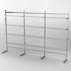 Пристенная торговая система Bazic №7 без задней стенки (3600мм), Серый