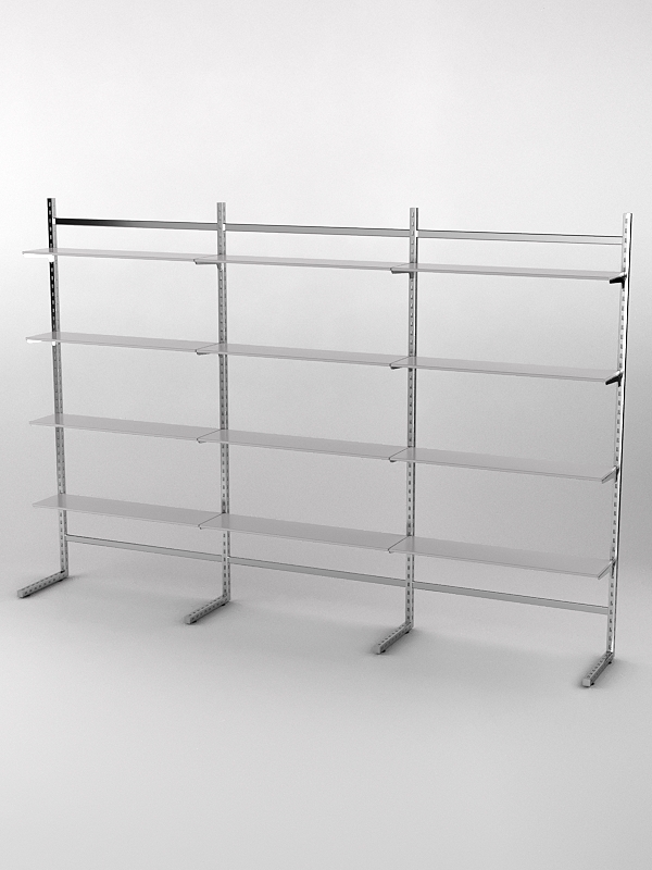 Пристенная торговая система Bazic №7 без задней стенки (3600мм), Серый