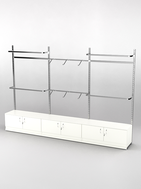 Пристенная торговая система Bazic №1 без задней стенки с тумбами T-21 (3600мм), Белый