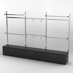 Пристенная торговая система Bazic №1 без задней стенки с тумбами T-21 (3600мм), Черный