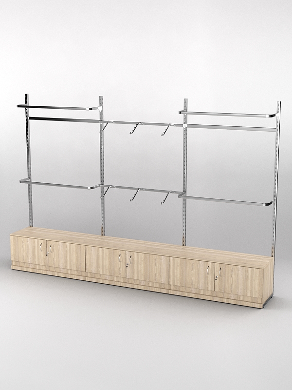 Пристенная торговая система Bazic №1 без задней стенки с тумбами T-21 (3600мм), Дуб Сонома