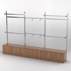 Пристенная торговая система Bazic №1 без задней стенки с тумбами T-21 (3600мм), Орех