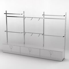 Пристенная торговая система Bazic №1 без задней стенки с тумбами T-21 (3600мм), Серый