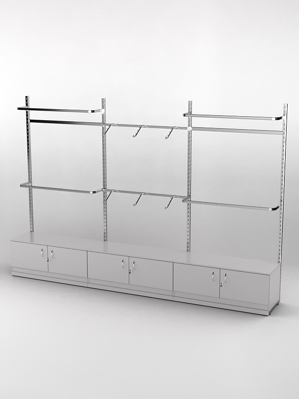 Пристенная торговая система Bazic №1 без задней стенки с тумбами T-21 (3600мм), Серый