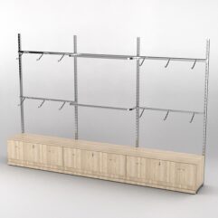 Пристенная торговая система Bazic №2 без задней стенки с тумбами T-11 (3600мм), Дуб Сонома