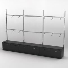 Пристенная торговая система Bazic №3 без задней стенки с тумбами Т-15 и T-21 (3600мм), Черный