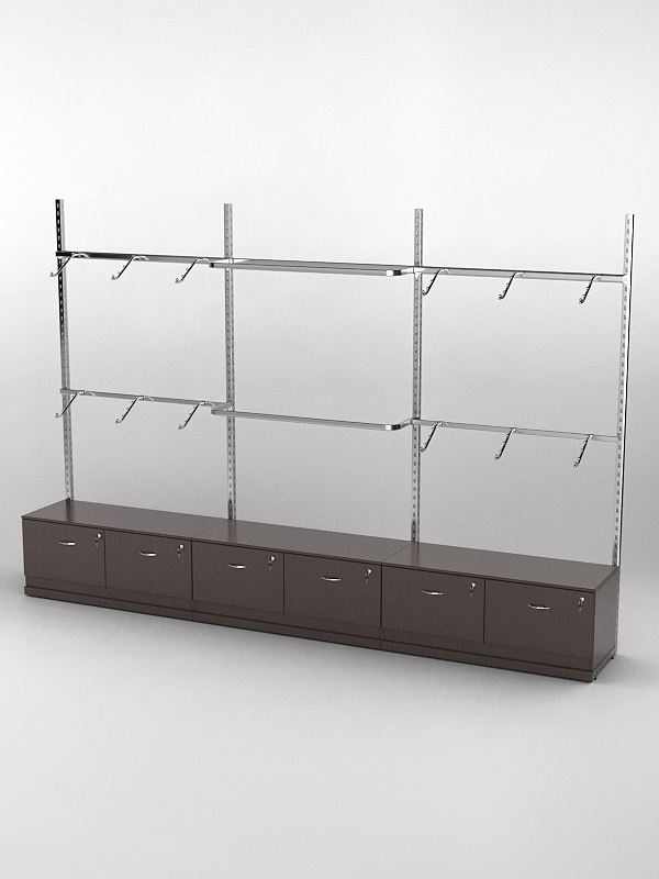 Пристенная торговая система Bazic №3 без задней стенки с тумбами Т-15 и T-21 (3600мм), Дуб Венге