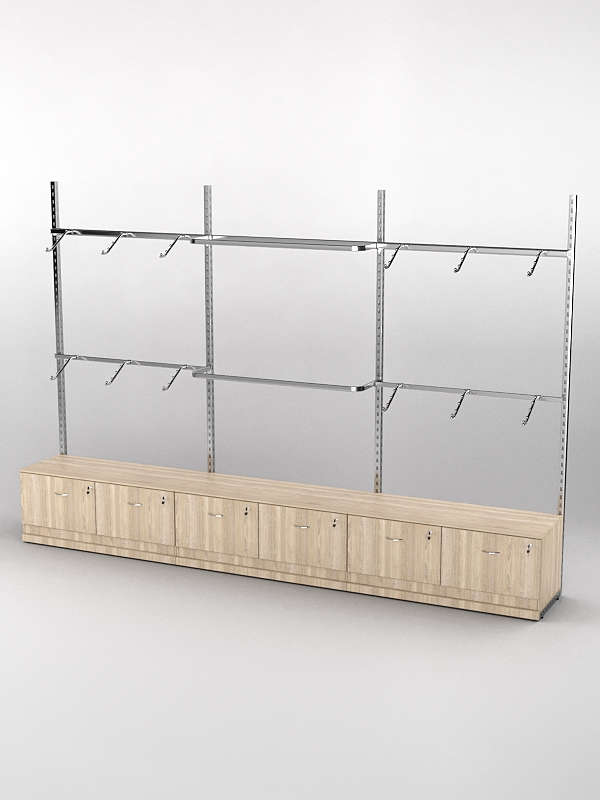 Пристенная торговая система Bazic №3 без задней стенки с тумбами Т-15 и T-21 (3600мм), Дуб Сонома