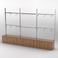 Пристенная торговая система Bazic №3 без задней стенки с тумбами Т-15 и T-21 (3600мм), Орех