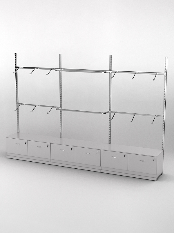 Пристенная торговая система Bazic №3 без задней стенки с тумбами Т-15 и T-21 (3600мм), Серый