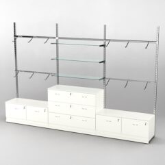 Пристенная торговая система Bazic №4 без задней стенки с тумбами Т-15 и Т-13 (3600мм), Белый