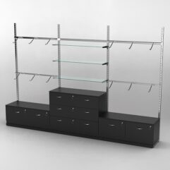 Пристенная торговая система Bazic №4 без задней стенки с тумбами Т-15 и Т-13 (3600мм), Черный